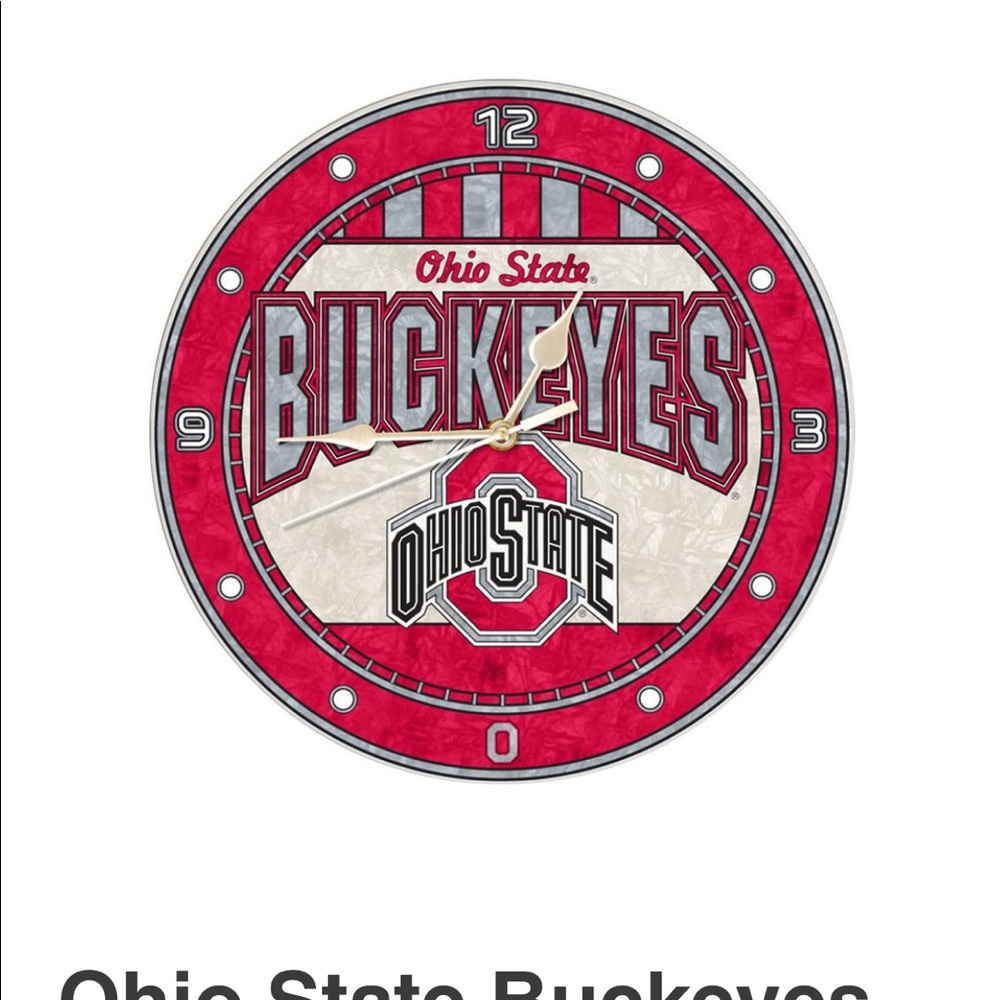 Ohio State Buckeyes 12 in Art Glass Clock